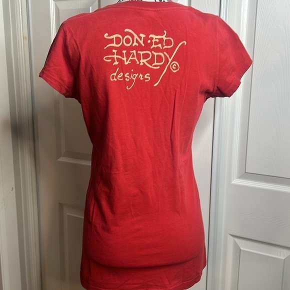 Ed Hardy Red geisha T Shirt Graphic Beautiful M Asian - Picture 5 of 7